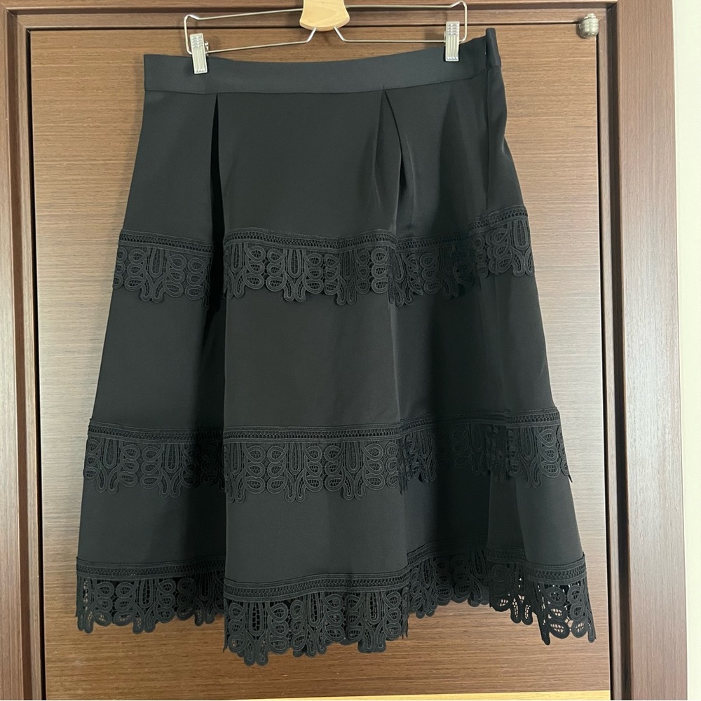 LoveDrobe A-Line Scuba Skater Skirt With Lace Detail